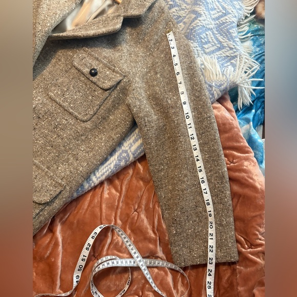 Oversized Wool Tweed Women’s Winter Coat Retro Style Beige Neutral Tan Classic - Picture 7 of 16